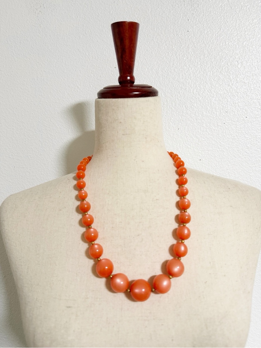Vintage Coral Orange Beaded Necklace